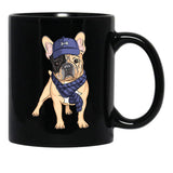 French Bulldog Hipster Black Coffee Mug, Gift Coffee Mug - Black