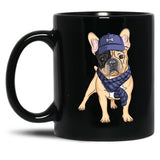 French Bulldog Hipster Black Coffee Mug, Gift Coffee Mug