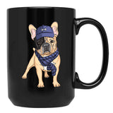 French Bulldog Hipster Black Coffee Mug, Gift Coffee Mug - Black