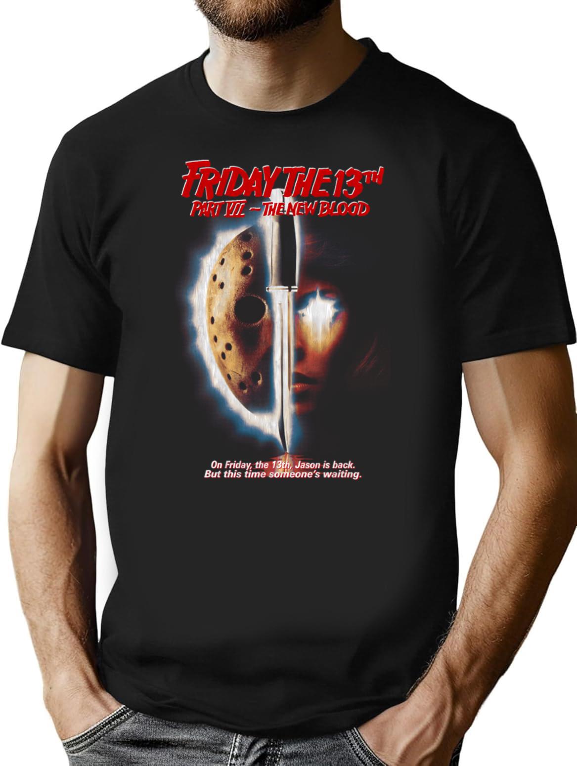Friday The 13Th Jason Voorhees Slasher. Horror Classic T-Shirt for Men & Women, T-Shirts Graphic Tee - Black