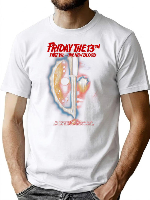 Friday The 13Th Jason Voorhees Slasher. Horror Classic T-Shirt for Men & Women, T-Shirts Graphic Tee - White