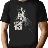 Friday The 13Th Splash Inspiration White T-Shirt for Men & Women, T-Shirts Graphic Tee - Black