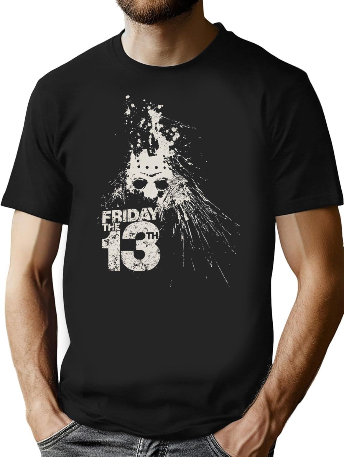 Friday The 13Th Splash Inspiration White T-Shirt for Men & Women, T-Shirts Graphic Tee - Black