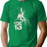 Friday The 13Th Splash Inspiration White T-Shirt for Men & Women, T-Shirts Graphic Tee - Green