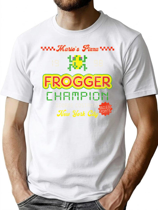 Frogger Champion '98 Nyc Worn T-Shirt for Men & Women, T-Shirts Graphic Tee - White