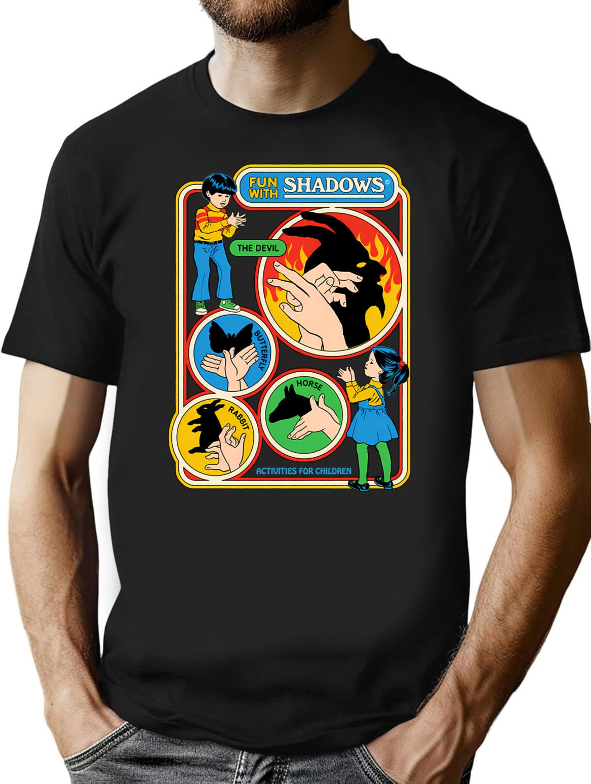 Fun With Shadows T-Shirt for Men & Women, T-Shirts Graphic Tee - Black