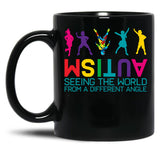 Funny Autism Awareness Seeing The World From Different Angles Black Coffee Mug, Gift Coffee Mug