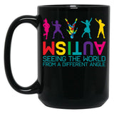 Funny Autism Awareness Seeing The World From Different Angles Black Coffee Mug, Gift Coffee Mug