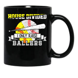 Funny Baseballoftball Divided House Ball Mom Black Coffee Mug, Gift Coffee Mug - Black