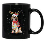 Funny Beagle Christmas Tree Santa Reindeer Pajamas Black Coffee Mug, Gift Coffee Mug - Black