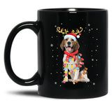 Funny Beagle Christmas Tree Santa Reindeer Pajamas Black Coffee Mug, Gift Coffee Mug