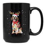 Funny Beagle Christmas Tree Santa Reindeer Pajamas Black Coffee Mug, Gift Coffee Mug - Black
