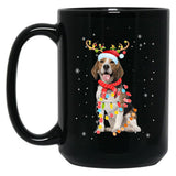 Funny Beagle Christmas Tree Santa Reindeer Pajamas Black Coffee Mug, Gift Coffee Mug