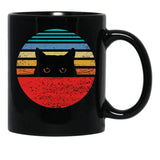 Funny Black Cat Retro Style Black Coffee Mug, Gift Coffee Mug - Black