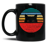 Funny Black Cat Retro Style Black Coffee Mug, Gift Coffee Mug