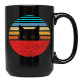 Funny Black Cat Retro Style Black Coffee Mug, Gift Coffee Mug - Black