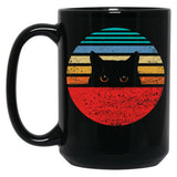 Funny Black Cat Retro Style Black Coffee Mug, Gift Coffee Mug