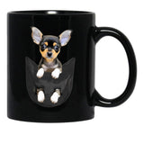 Funny Black Chihuahua In Pocket Black Coffee Mug, Gift Coffee Mug - Black