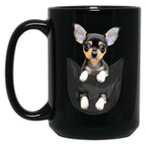 Funny Black Chihuahua In Pocket Black Coffee Mug, Gift Coffee Mug