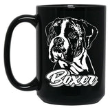 Funny Boxer Dog Canine Portrait Black Coffee Mug, Gift Coffee Mug