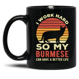 Funny Burmese Cat Black Coffee Mug, Gift Coffee Mug