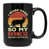 Funny Burmese Cat Black Coffee Mug, Gift Coffee Mug - Black