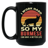Funny Burmese Cat Black Coffee Mug, Gift Coffee Mug