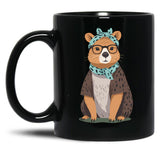 Funny Capybara Mom Design Water Pig Mother Black Coffee Mug, Gift Coffee Mug