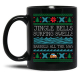 Funny Christmas Surfing Surf Board Ugly Christmas Xmas Black Coffee Mug, Gift Coffee Mug
