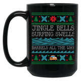 Funny Christmas Surfing Surf Board Ugly Christmas Xmas Black Coffee Mug, Gift Coffee Mug