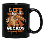 Funny Crested Gecko Gift Art Black Coffee Mug, Gift Coffee Mug - Black
