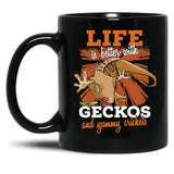 Funny Crested Gecko Gift Art Black Coffee Mug, Gift Coffee Mug