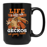 Funny Crested Gecko Gift Art Black Coffee Mug, Gift Coffee Mug - Black