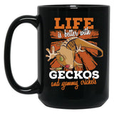 Funny Crested Gecko Gift Art Black Coffee Mug, Gift Coffee Mug