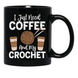 Funny Cute Crochet Black Coffee Mug, Gift Coffee Mug - Black