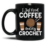 Funny Cute Crochet Black Coffee Mug, Gift Coffee Mug