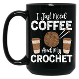 Funny Cute Crochet Black Coffee Mug, Gift Coffee Mug