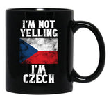 Funny Czech Gift I'M Not Yelling I'M Czech - Retro Czech Republic Flag - Czech Pride Black Coffee Mug, Gift Coffee Mug - Black