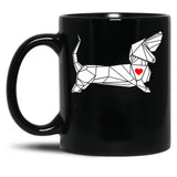 Funny Dachshund Dog Black Coffee Mug, Gift Coffee Mug