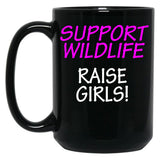 Funny Design For Mom Of Girls Support Wildlife Black Coffee Mug, Gift Coffee Mug