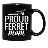 Funny Distressed Retro Vintage Ferret Mom Black Coffee Mug, Gift Coffee Mug - Black