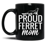 Funny Distressed Retro Vintage Ferret Mom Black Coffee Mug, Gift Coffee Mug