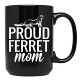 Funny Distressed Retro Vintage Ferret Mom Black Coffee Mug, Gift Coffee Mug - Black