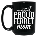 Funny Distressed Retro Vintage Ferret Mom Black Coffee Mug, Gift Coffee Mug