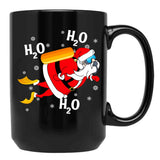 Funny Diving H2O H2O H2O Santa Black Coffee Mug, Gift Coffee Mug - Black