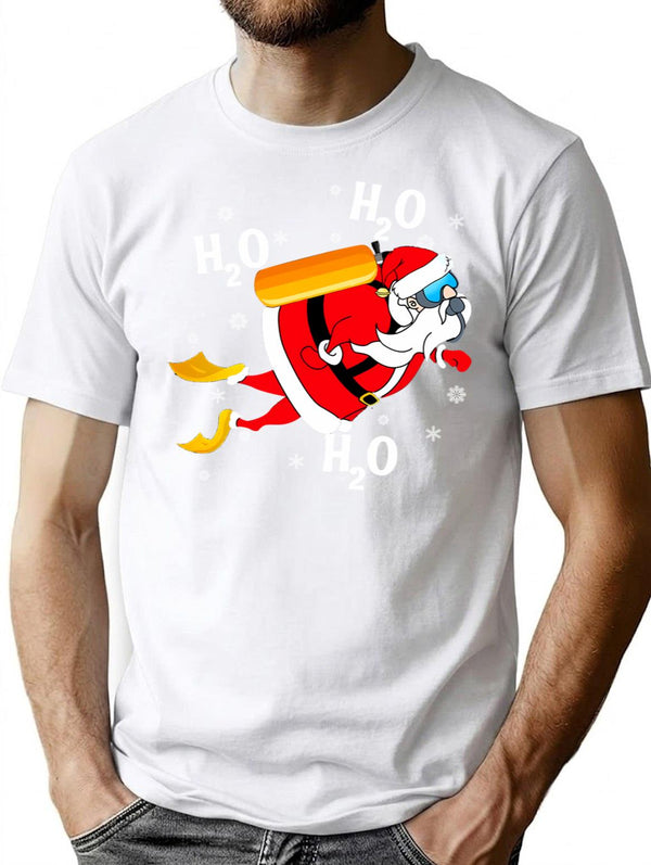 Funny Diving H2o H2o H2o Santa T-Shirt - White