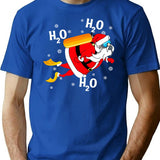 Funny Diving H2o H2o H2o Santa T-Shirt - Blue