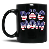 Funny Dog Mom Usa Flag Black Coffee Mug, Gift Coffee Mug