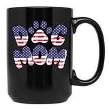 Funny Dog Mom Usa Flag Black Coffee Mug, Gift Coffee Mug - Black