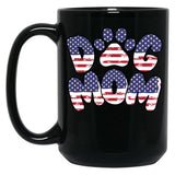 Funny Dog Mom Usa Flag Black Coffee Mug, Gift Coffee Mug